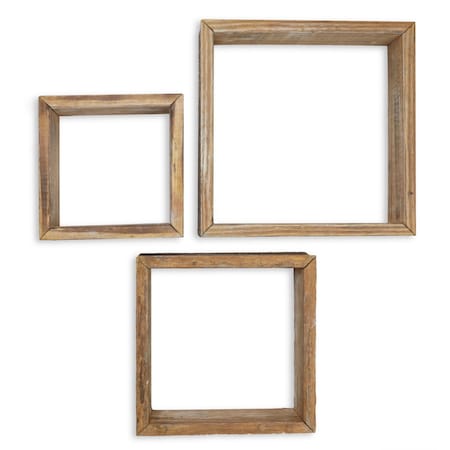 Ekena Millwork Square, Open Back, Vintage Farmhouse Shadow Box Shelves, Barnwood Decor Collection, PK3 DECR15SBSQOBBR